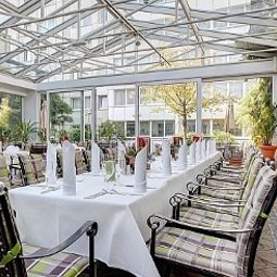 Sala de desayuno en el restaurante Abacus Tierpark-Hotel Fotos