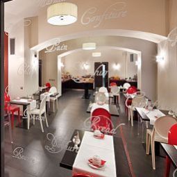 Sala śniadaniowa w restauracji Red&Blue Design Fotos