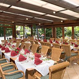 Sala de desayuno en el restaurante Ferien auf der Heid Fotos